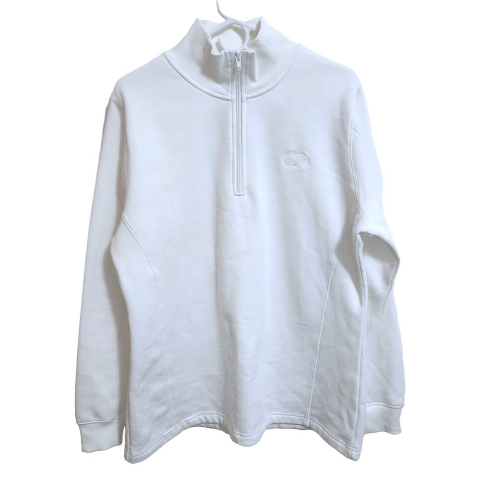 Sport-Tek White Quarter Zip Pullover Fleece Inside Sweatshirt Size Women…